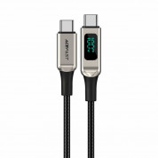 Acefast C6-03 LED Display USB-C to USB-C Cable 100W - здрав кабел с въжена оплетка с бързо зареждане за устройства с USB-C порт (200 см) (черен)