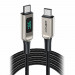 Acefast C6-03 LED Display USB-C to USB-C Cable 100W - здрав кабел с LED дисплей и въжена оплетка с бързо зареждане за устройства с USB-C порт (200 см) (сребрист) 2
