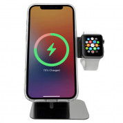 Macally Aluminum MagSafe And Apple Watch Charging Stand - алуминиева поставка за зареждане на iPhone и Apple Watch чрез поставяне на Apple MagSafe Charger и Apple Watch кабел (сребрист) 1