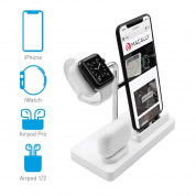 Macally 3-in-1 Apple Charging Stand - док станция за зареждане на iPhone, Apple Watch и Apple AirPods (бял)