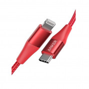 Anker PowerLine+ II USB-C to Ligthning Cable - сертифициран (MFi) USB-C към Lightning кабел за Apple устройства с Lightning порт (90 см) (червен)
