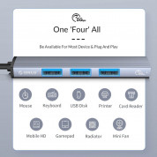 Orico 4in1 USB-C 4-port USB Hub - 4-портов USB-C хъб за компютри и лаптопи (тъмносив)  12