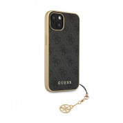 Guess 4G Charms Collection Hard Case - дизайнерски кожен кейс за iPhone 13 mini (сив) 2