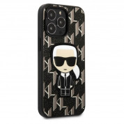 Karl Lagerfeld Monogram Ikonik Case - дизайнерски кожен кейс за iPhone 13 Pro (черен) 2