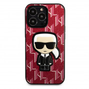 Karl Lagerfeld Monogram Ikonik Case - дизайнерски кожен кейс за iPhone 13 Pro (червен) 1