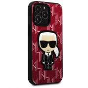 Karl Lagerfeld Monogram Ikonik Case - дизайнерски кожен кейс за iPhone 13 Pro Max (червен) 2
