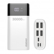Dudao K8Max Power Bank With LCD 30000 mAh 4A - външна батерия с четери USB-A и технология за бързо зареждане (бял)