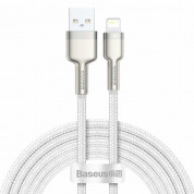 Baseus Cafule Metal Series USB Lightning Cable (CALJK-B02) - Lightning USB кабел за Apple устройства с Lightning порт (200 см) (бял-сребрист)