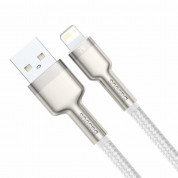 Baseus Cafule Metal Series USB Lightning Cable (CALJK-B02) - Lightning USB кабел за Apple устройства с Lightning порт (200 см) (бял-сребрист) 2