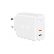 Acefast Dual Fast 40W Charger A9 - захранване за ел. мрежа за смартфони и таблети с 2xUSB-C изхода и с технология за бързо зареждане (бял)