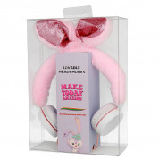 Gjby Plush Rabbit Kids On-Ear Headphones - слушалки подходящи за деца за мобилни устройства (розов) 2
