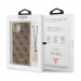 Guess 4G Charms Collection Hard Case - дизайнерски кожен кейс за iPhone 13 (кафяв) 6