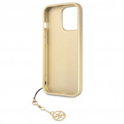 Guess 4G Charms Collection Hard Case - дизайнерски кожен кейс за iPhone 13 Pro (кафяв) 4