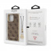 Guess 4G Charms Collection Hard Case - дизайнерски кожен кейс за iPhone 13 Pro (кафяв) 6