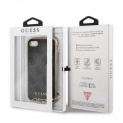 Guess 4G Charms Collection Hard Case - дизайнерски кожен кейс за iPhone SE (2022), iPhone SE (2020), iPhone 8, iPhone 7 (сив) 2