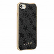 Guess 4G Charms Collection Hard Case - дизайнерски кожен кейс за iPhone SE (2022), iPhone SE (2020), iPhone 8, iPhone 7 (сив) 2