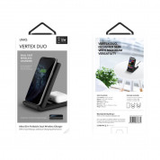 Uniq Vertex Duo Slim Foldable Dual Wireless Charger 15W - двойна поставка (пад) за безжично захранване за Qi съвместими устройства и Apple Airpods (черен) 9