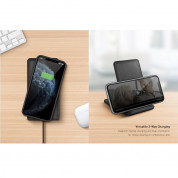 Uniq Vertex Duo Slim Foldable Dual Wireless Charger 15W - двойна поставка (пад) за безжично захранване за Qi съвместими устройства и Apple Airpods (черен) 7