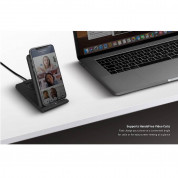 Uniq Vertex Duo Slim Foldable Dual Wireless Charger 15W - двойна поставка (пад) за безжично захранване за Qi съвместими устройства и Apple Airpods (черен) 6