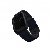 Uniq Straden Leather Hybrid Strap - хибридна (естествена кожа и силикон) каишка за Apple Watch 42мм, 44мм, 45мм (син)