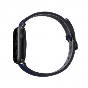 Uniq Straden Leather Hybrid Strap - хибридна (естествена кожа и силикон) каишка за Apple Watch 42мм, 44мм, 45мм (син) 1