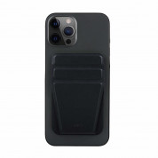 Uniq Lyft Magnetic Stand and Card Holder - кожен портфейл (джоб) с вградена поставка за прикрепяне към iPhone с MagSafe (черен)