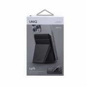 Uniq Lyft Magnetic Stand and Card Holder - кожен портфейл (джоб) с вградена поставка за прикрепяне към iPhone с MagSafe (черен) 3