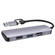 4smarts 5in1 Multiport Hub - мултифункционален хъб с USB-C и USB портове за свързване на допълнителна периферия (тъмносив)