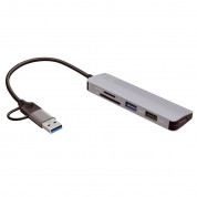 4smarts 5in1 Multiport Hub - мултифункционален хъб с USB-C и USB портове за свързване на допълнителна периферия (тъмносив) 1