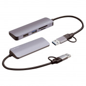 4smarts 5in1 Multiport Hub - мултифункционален хъб с USB-C и USB портове за свързване на допълнителна периферия (тъмносив) 2