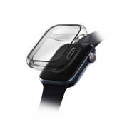 Uniq Garde Hybrid Apple Watch Case 45mm - качествен силиконов (TPU) кейс с вграден протектор за дисплея на Apple Watch 7 45мм (черен-прозрачен)