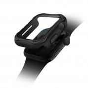 Uniq Torres Antimicrobical Apple Watch Case With 9H Tempred Glass 44mm - качествен хибриден кейс с вграден стъклен протектор за дисплея на Apple Watch 44мм (черен)