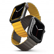 Uniq Revix Silicone Magnetic Strap - двулицевва магнитна силиконова каишка за Apple Watch 42мм, 44мм, 45мм (жълт-кафяв)