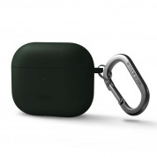 Uniq Nexo Silicone Case - силиконов (TPU) калъф и силиконови кукички за Apple AirPods 3 (зелен-черен) 1