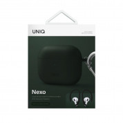 Uniq Nexo Silicone Case - силиконов (TPU) калъф и силиконови кукички за Apple AirPods 3 (зелен-черен) 6