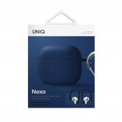 Uniq Nexo Silicone Case - силиконов (TPU) калъф и силиконови кукички за Apple AirPods 3 (син-черен) 6