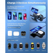 JC 3-in-1 Magnetic Wireless Charger - тройна поставка (пад) за безжично зареждане за iPhone с Magsafe, Apple Watch, AirPods Pro и Qi съвместими мобилни устройства (черен) 2