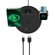 Baseus Swan 3-in-1 Magnetic Wireless Qi Charging Stand 20W (WXTE000001) - тройна поставка (пад) за безжично зареждане за iPhone с Magsafe, Apple Watch, AirPods и Qi съвместими мобилни устройства (черен) 5