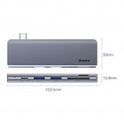 Baseus USB-C Harmonica 5-in-1 Hub Adapter (CAHUB-K0G) - мултифункционален хъб за свързване на допълнителна периферия за MacBook (тъмносив) (разопакован продукт) 1