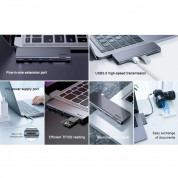 Baseus USB-C Harmonica 5-in-1 Hub Adapter (CAHUB-K0G) - мултифункционален хъб за свързване на допълнителна периферия за MacBook (тъмносив) (разопакован продукт) 6