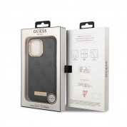 Guess PU 4G MagSafe Leather Hard Case - дизайнерски кожен кейс с MagSafe за iPhone 13 Pro (черен) 5