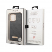 Guess PU 4G MagSafe Leather Hard Case - дизайнерски кожен кейс с MagSafe за iPhone 13 Pro Max (черен) 5