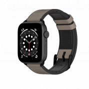 SwitchEasy Hybrid Silicone-Leather Watch Band - хибридна (естествена кожа и силикон) каишка за Apple Watch 42мм, 44мм, 45мм (сив)