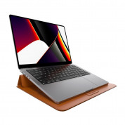 SwitchEasy EasyStand Leather Sleeve - кожен кейс с поставка за MacBook Pro 14, Macbook Pro 13 (2016-2022) и MacBook Air 13 (2018-2022) (кафяв) 4