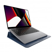 SwitchEasy EasyStand Leather Sleeve - кожен кейс с поставка за MacBook Pro 16 M1 (2021), MacBook Pro 16 (2019) и Macbook Pro 15 (2016-2019) (тъмносин) 4