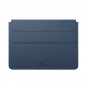 SwitchEasy EasyStand Leather Sleeve - кожен кейс с поставка за MacBook Pro 16 M1 (2021), MacBook Pro 16 (2019) и Macbook Pro 15 (2016-2019) (тъмносин)