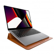 SwitchEasy EasyStand Leather Sleeve - кожен кейс с поставка за MacBook Pro 16 M1 (2021), MacBook Pro 16 (2019) и Macbook Pro 15 (2016-2019) (кафяв) 4