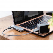 SwitchEasy SwitchDrive 6-in-1 USB-C Hub With USB-C Extention Cable - мултифункционален USB-C хъб за свързване на допълнителна периферия за iPad Pro и MacBook с USB-C порт (тъмносив) 13