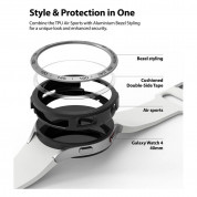 Ringke Bezel Styling + Ringke Air Sports 40-01 - рамка с висока степен на защита и силиконов (TPU) кейс за Samsung Galaxy Watch 4 40мм (сребрист и черен)  1