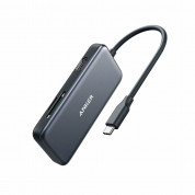 Anker PowerExpand 5-in-1 USB-C PD Media Hub - мултифункционален USB-C хъб за свързване на допълнителна периферия (тъмносив)
